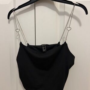 Forever 21 Black Camisole with Heart Chain Straps
